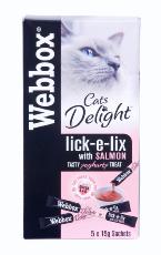 WEBBOX CATS DELIGHT LICK-E-LIX CAT TREATS SALMON 5x15g