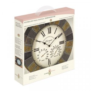 STONEGATE INDOOR OR OUTDOOR WALL CLOCK & THERMOMETER 14”