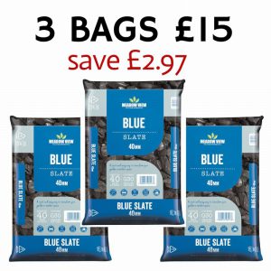 GRAVELS: 3 BAGS FOR £15 BUNDLE – BLUE SLATE 40MM