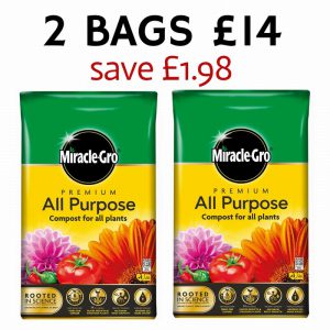 2 BAGS FOR £14 BUNDLE – MIRACLE GRO PREMIUM ALL PURP COMPOST 50L