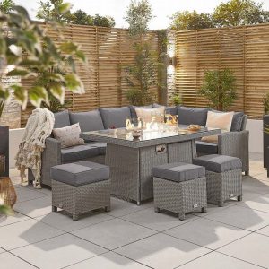 CIARA RIGHT HAND CORNER DINING SET WITH FIREPIT TABLE