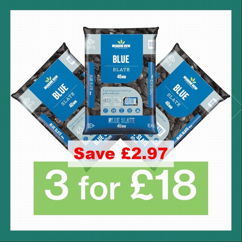 GRAVELS: 3 BAGS FOR £18 BUNDLE – BLUE SLATE 40MM