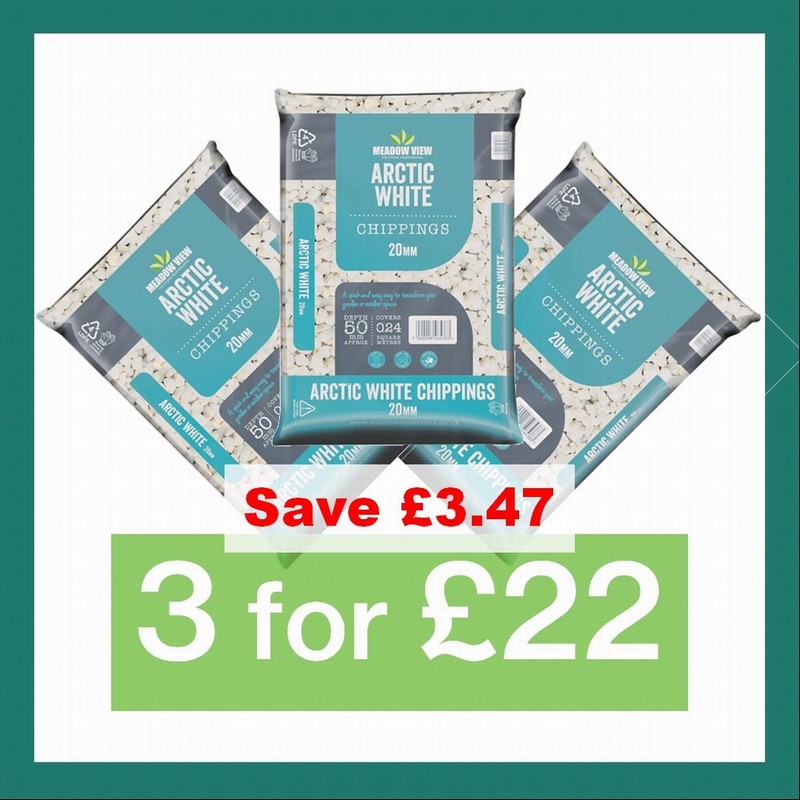 GRAVELS: 3 BAGS FOR £22 BUNDLE – ARCTIC WHITE CHIPPINGS