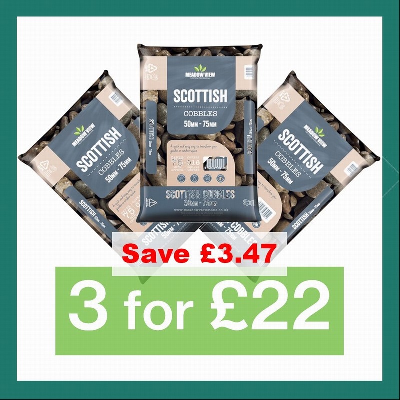 GRAVELS: 3 BAGS FOR £22 BUNDLE – SCOTTISH COBBLES 50-75MM