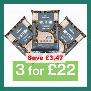 GRAVELS: 3 BAGS FOR £22 BUNDLE – SCOTTISH PEBBLES 20-30MM