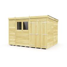 10ft X 6ft PENT SHED WITH DOUBLE DOORS