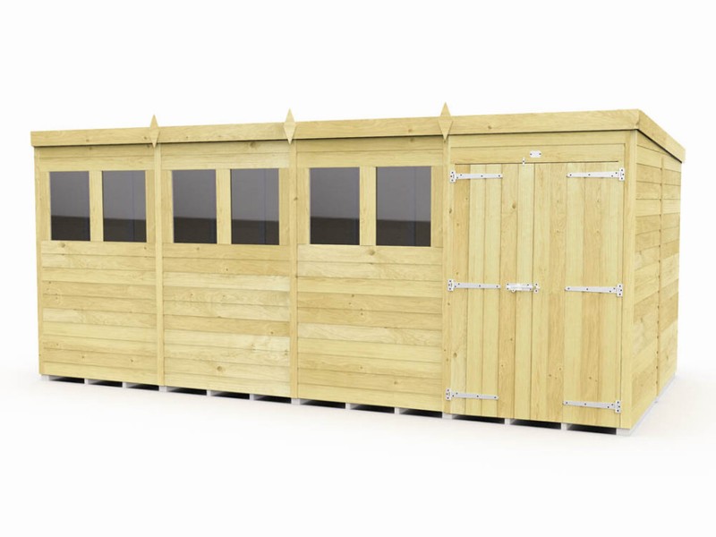 16ft X 8ft PENT SHED WITH DOUBLE DOOR