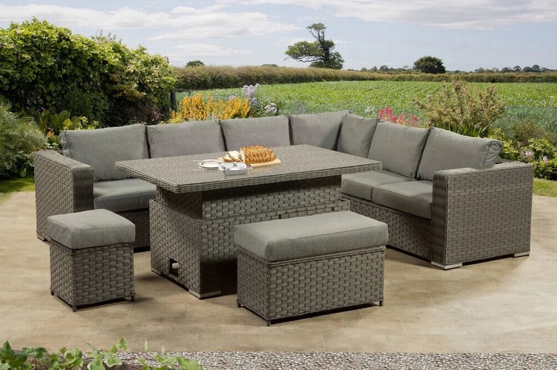 RICHMOND CORNER SET WITH ADJUSTABLE TABLE – GREY